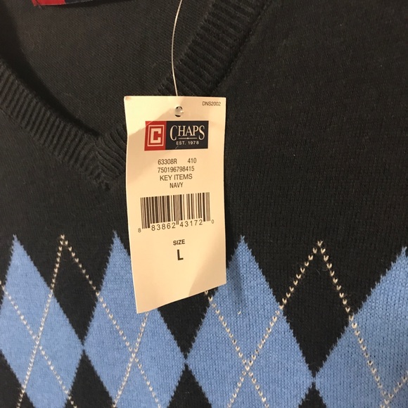 CHAPS Sweater Vest Navy Blue NEW WITH TAG - Picture 4 of 5